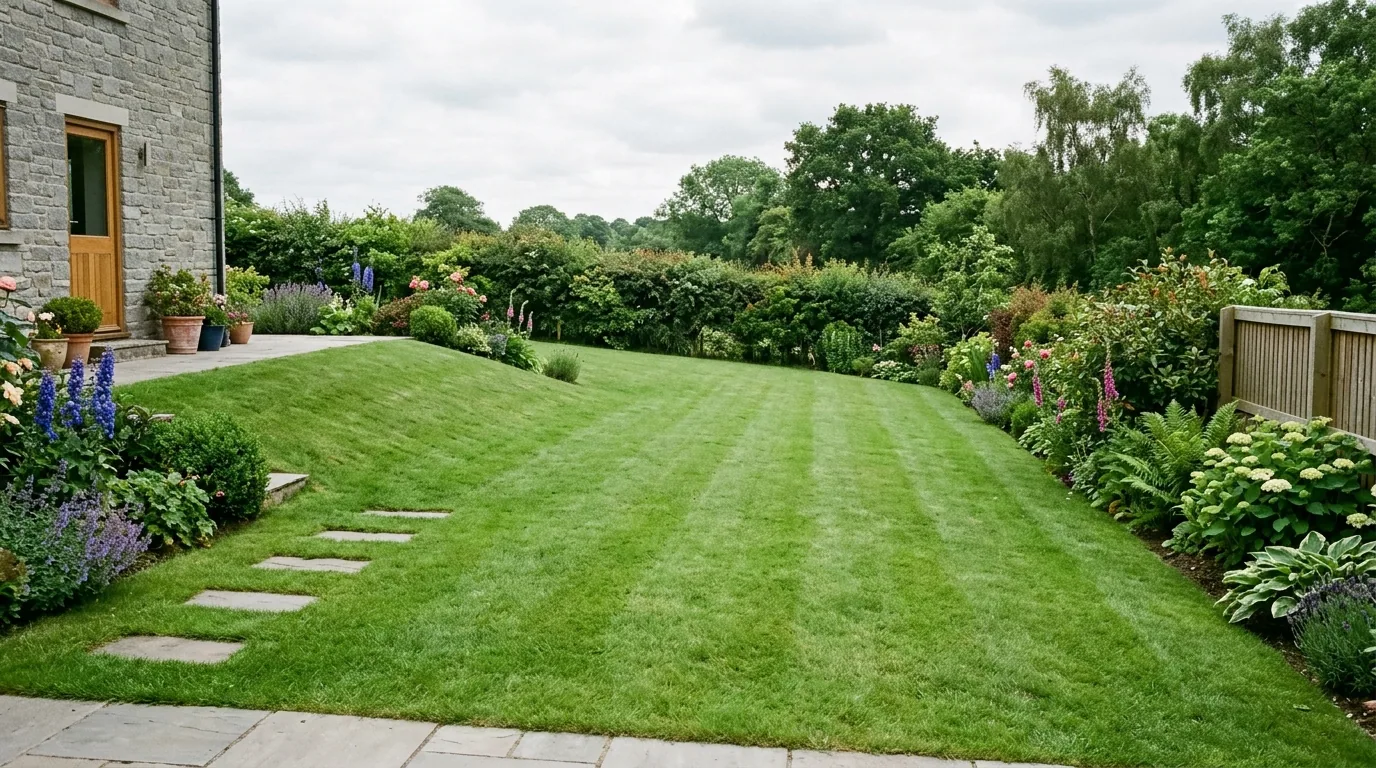 The finished result of professional yard drainage: the completed work looking clean, correct and — Columbia, MO