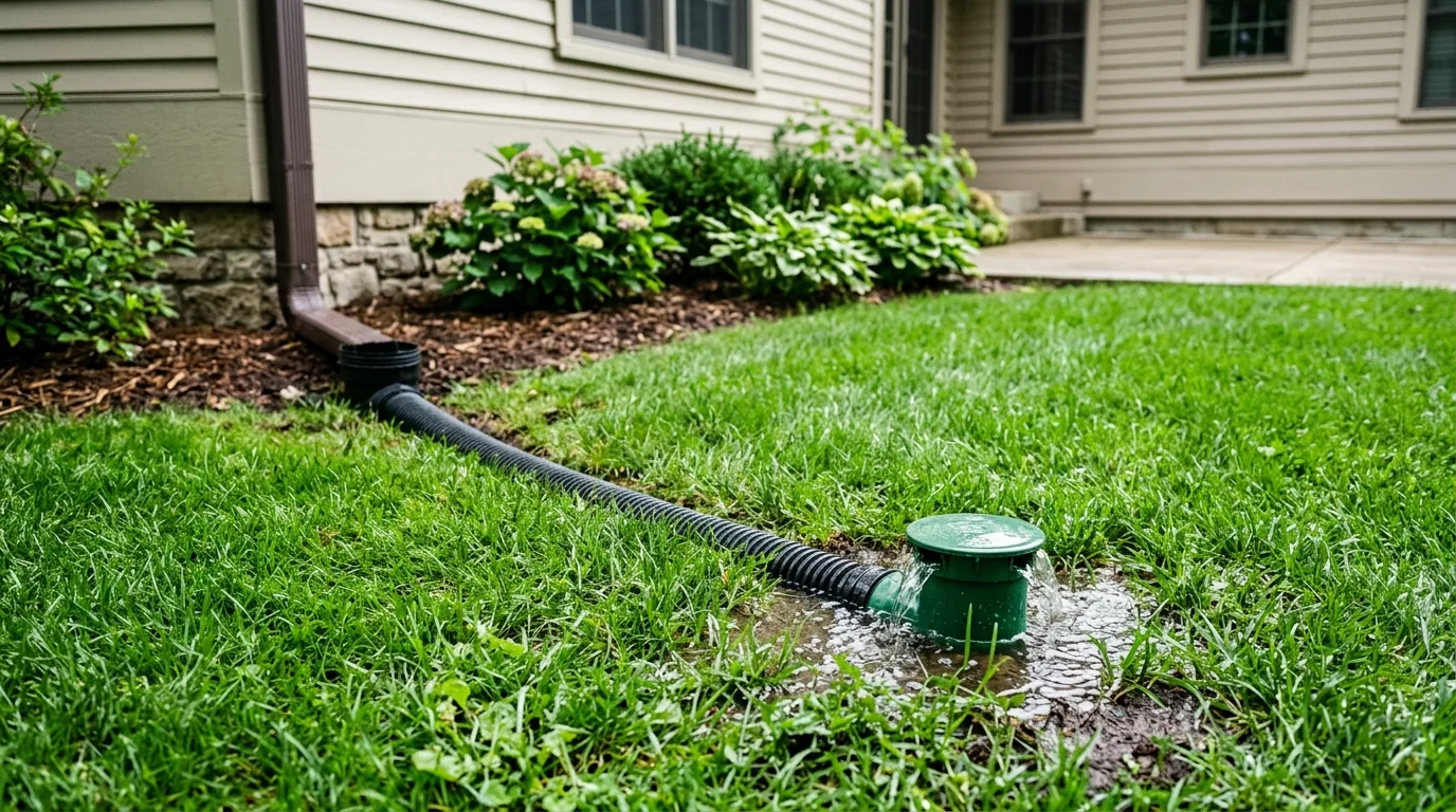 The finished result of professional yard drainage: the completed work looking clean, correct and — Columbia, MO