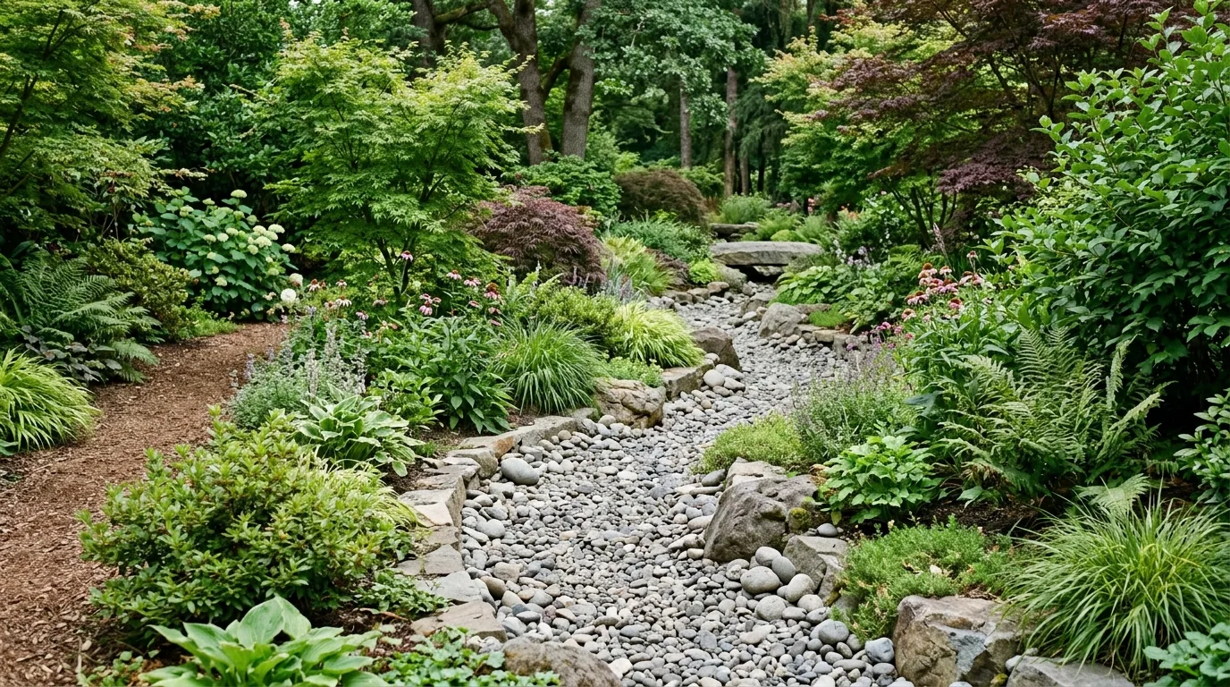 The finished result of professional yard drainage: the completed work looking clean, correct and — Columbia, MO