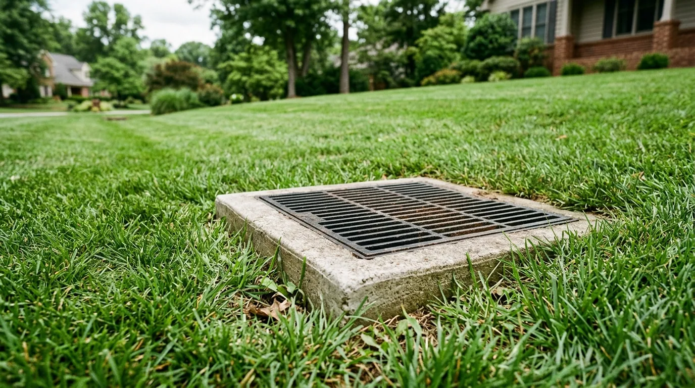 The finished result of professional yard drainage: the completed work looking clean, correct and — Columbia, MO